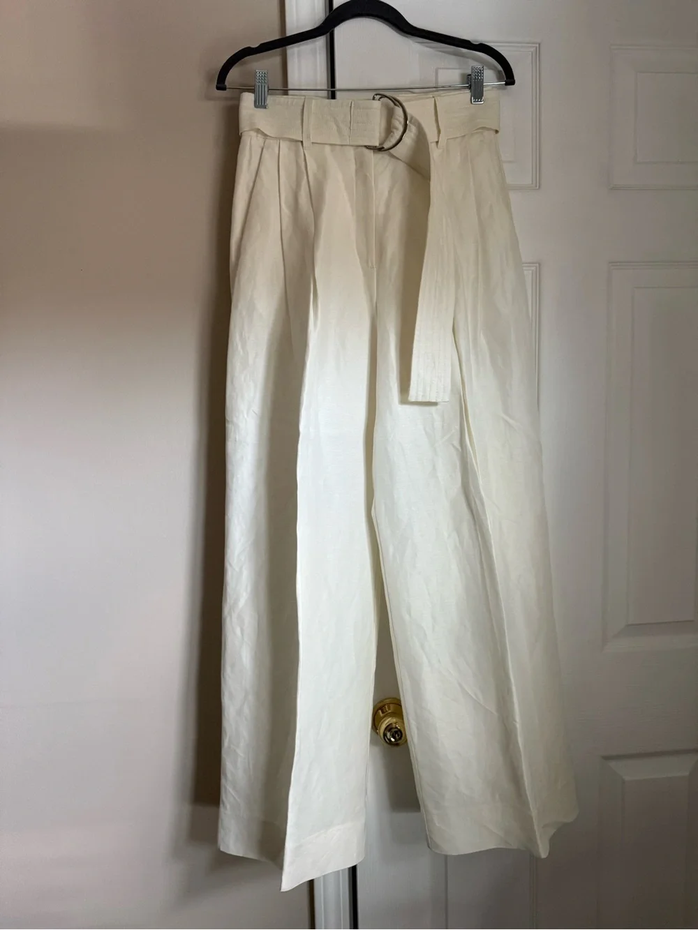 Linen Blend Wide Leg Set in Cream Size Medium NWT
